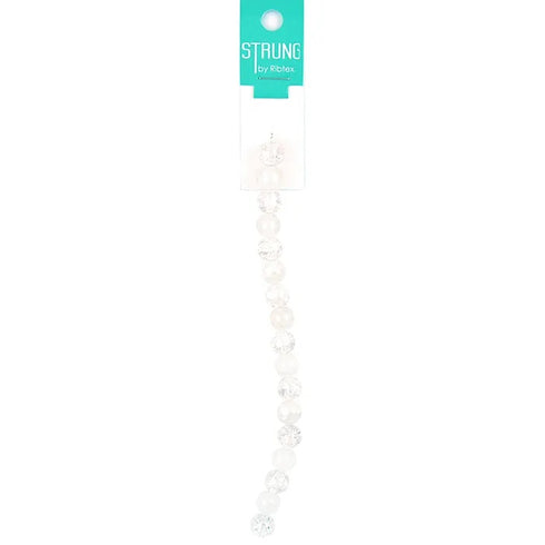 10mm Round Frosted & Crackle Strung Beads